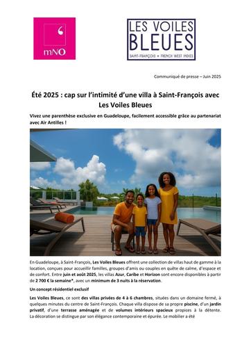 ANTILLES CP 9 VOILES BLEUES JUIN 25 cap sur l’intimité d’une villa à Saint François avec Les Voiles Bleues