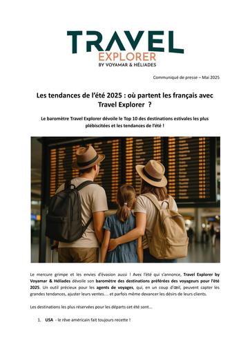 CP5 Travel Explorer Baromètre de l'été 25